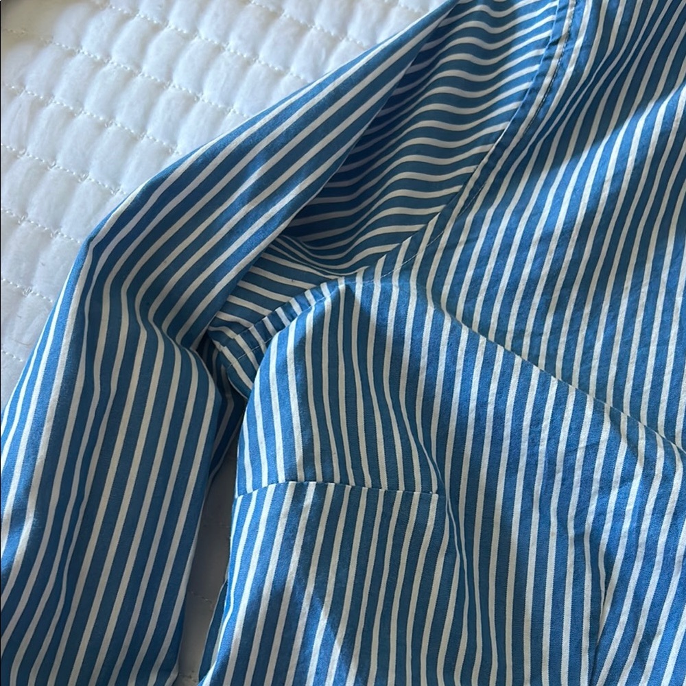 Blue Striped Blouse with Ruffle - Picture 5 of 5
